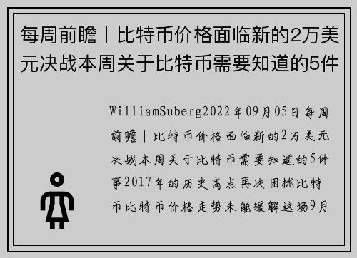 每周前瞻丨比特币价格面临新的2万美元决战本周关于比特币需要知道的5件事 