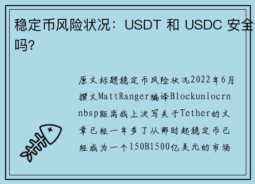 稳定币风险状况：USDT 和 USDC 安全吗？